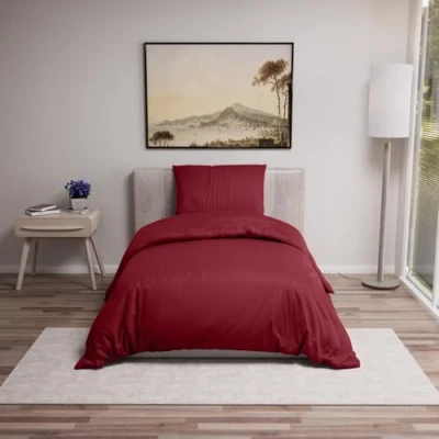 Afbeelding van Dreamzie Dekbedovertrek 135x200 cm met 1 kussensloop 80x80 Bordeaux Bedset van 100 procent microvezel Gecertificeerd vrij chemicaliën (Oeko TEX)