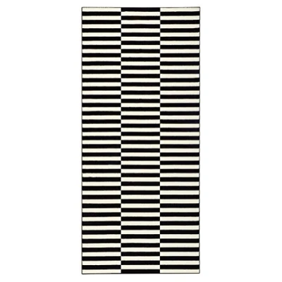 Afbeelding van Moderne Loper Panel Zwart/crème 80x200 Cm