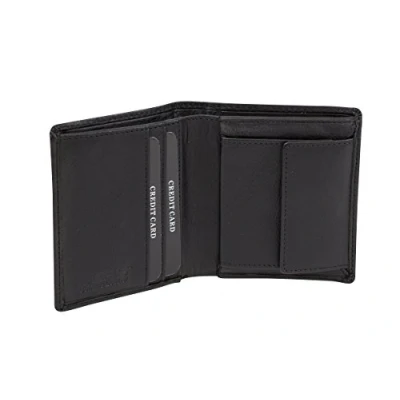 Afbeelding van LEAS Mini portemonnee, dun, extra plat, veel kaarten in staand formaat, portemonnee met RFID bescherming, folie, echt leer, zwart, 10x8,5cm, Minimalistisch