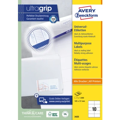 Afbeelding van Etiket Avery Zweckform 3425 105x57mm wit 1000stuks