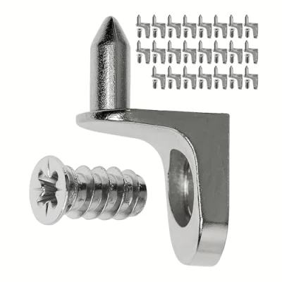 Afbeelding van Plankplankdragers, 24 stuks, hoekplankdragers met pin en schroeven, voor boorgaten een diameter van 5 mm, L vormige steun staal, inlegplankhouder, D5 stalen hoeksteun