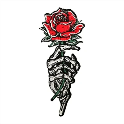 Afbeelding van BPA Rose Skelet Hand Geborduurde Patches Strijken op of Naai voor Kleding Jassen enz.