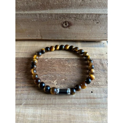 Afbeelding van Armband van gouden tijgeroog natuursteen (6 mm), lengte 17 cm