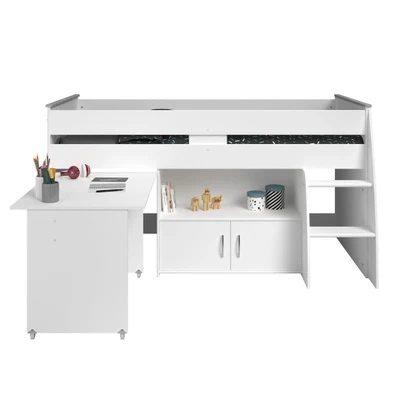 Afbeelding van Leen Bakker Halfhoogslaper Reverse Wit 110x183,1x206,4cm Bedden Spaanplaat Actona