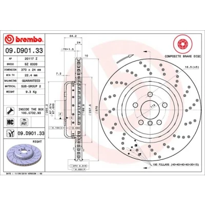 Afbeelding van Brembo Remschijven 09.D901.33