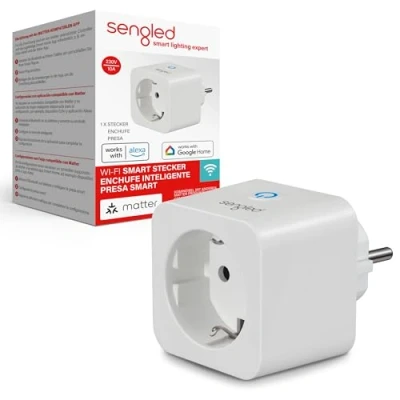 Afbeelding van Sengled Smart Plug, geschikt voor mat, werkt met Alexa, onmiddellijke koppeling, ondersteunt tot 2300 W, compatibel platform vereist, 2,4 GHz, wifi, 1 stuks
