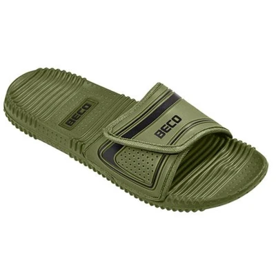 Afbeelding van BECO badslippers unisex klittenband olijfgroen/zwart maat 37