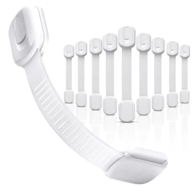 Afbeelding van Deurblok voor baby&#039;s, 10 stuks, ladeblok, kasten, grendels en koelkast, veiligheid kinderkast, bescherming huis, extra sterke lijm, zonder boren (10 stuks)