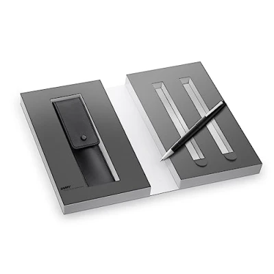 Afbeelding van LAMY Set 2000 vulpennen in mat zwart lederen etui de kleur Voor een schrijfgerei incl. geschenkverpakking