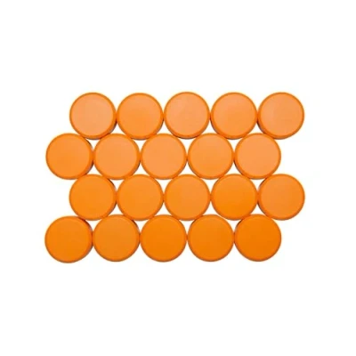 Afbeelding van MAUL Facetterand magneten MAULpro Ø29 mm (20 stuks) magneet van onbreekbaar kunststof sterk voor whiteboard en magneetbord ideaal kantoor, thuiskantoor, werkplaats, oranje
