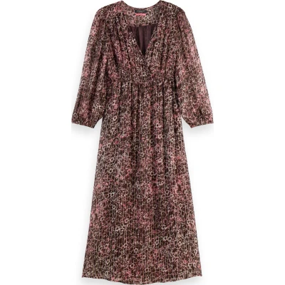 Afbeelding van Scotch &amp; Soda MIDI DRESS WITH LUREX AND PUFF SLEEVE Dames Jurk Maat 38