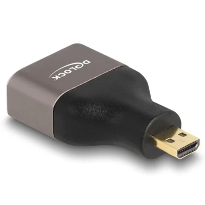 Afbeelding van Delock HDMI Adapter Micro D Stecker zu A Buchse 8K 60 Hz grau Metall