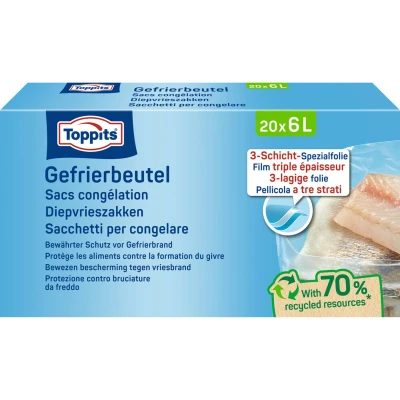 Afbeelding van 10x Toppits Diepvrieszakjes 6 liter 20 stuks