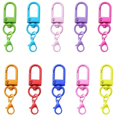 Afbeelding van 10 stuks draaibare karabijnsluitingen, gekleurde karabijnhaken, sleutelhangerclips, metalen karabijnhaak voor sleutels, doe het zelf accessoires, tassen, handwerk