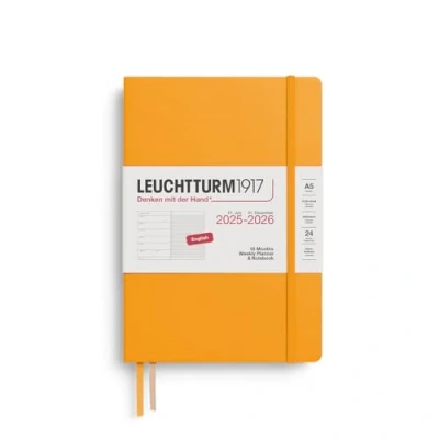 Afbeelding van Leuchtturm1917 A5 Medium Weekly Planner &amp; Notebook 2025/2026 (18 mnds) hardcover Rising Sun