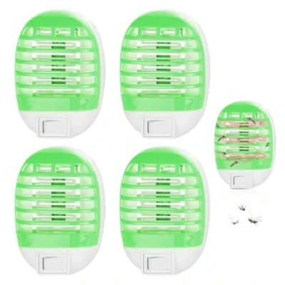 Afbeelding van 4 stuks muggenlamp: elektrische insectenverdelger, muggenbescherming, stopcontact met uv licht, muggenval, vliegenval voor muggen, vliegen, motten, keuken, slaapkamer, binnen, eetkamer