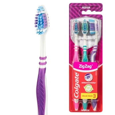 Afbeelding van 2+2 gratis: Colgate Tandenborstel ZigZag Medium 3 stuks