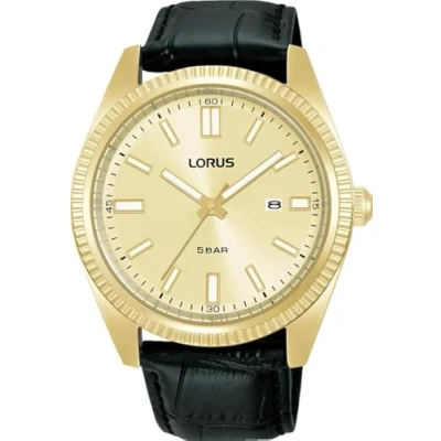 Afbeelding van Lorus Analoog kwartshorloge voor heren met leren armband RH976QX9, goud