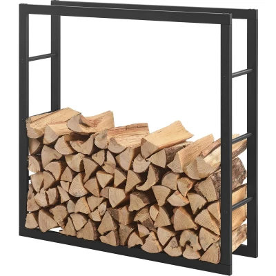 Afbeelding van Brandhout rek houtopslag Täby zwart 100x25x100 cm