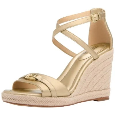 Afbeelding van Michael Kors Mandy Wedge Espadrilles, Dames, Maat: 38.5, Pale gold Leer