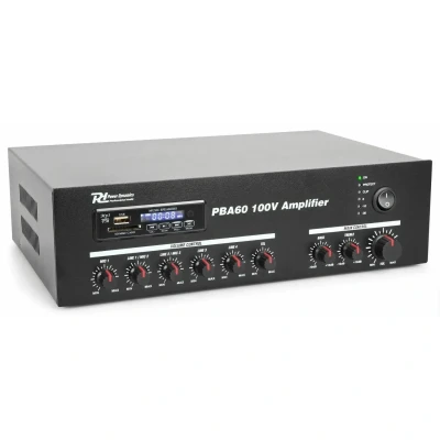 Afbeelding van Power Dynamics PBA60 100V versterker 60W met mp3 speler, tuner en