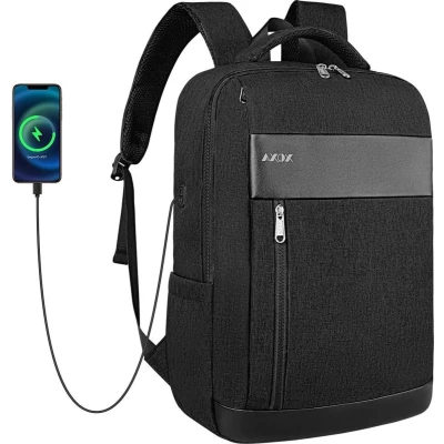 Afbeelding van Laptop Rugzak Tas met USB Oplaadpoort Oortelefoon Poort Reizen voor College Studenten 156 Inch Zwart