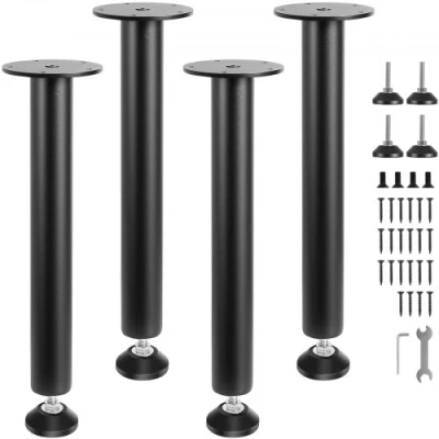 Afbeelding van VEVOR 406,4 mm verstelbare bureaupoten, versterkte stalen kantoortafel meubelpoten set van 4 voor doe het zelf, 1200 lbs draagvermogen, zware snelle installatie poten met