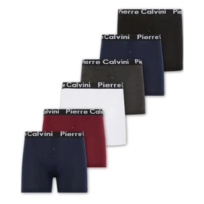 Afbeelding van FM London Heren Pierre Calvini Button Fly Boxer Shorts (Pack van 6), donker assortiment, M