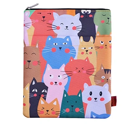Afbeelding van LParkin Kat Boek Mouw met Rits Protector voor Liefhebbers Wasbare Stof Mouwen Geschenken