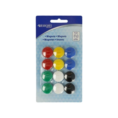 Afbeelding van Westcott Ac E10834 Magneet Assorti Kleurpak À 12St. Ø 20X8Mm. Kleuren. Cap: 4 6 A4 A 80Gram