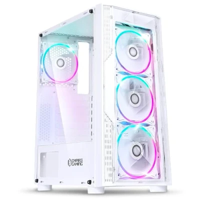 Afbeelding van EMPIRE Gaming Diamond PC behuizing ARGB Medium Tower ATX/ITX Plexiglas front en zijwand van gehard glas 4 ventilatoren 120 mm 3 pinnen 5 volt led RGB adresseerbaar MB Sync Wit