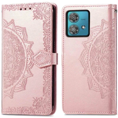 Afbeelding van Motorola Edge 40 Neo Hoesje Kunstleder iMoshion Bookcase Rosé goud Telefoonhoesje
