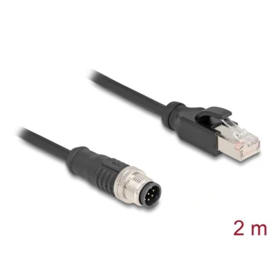 Afbeelding van Delock M12 Kabel A kodiert 8 Pin Stecker zu RJ45 PVC 2 m HQ