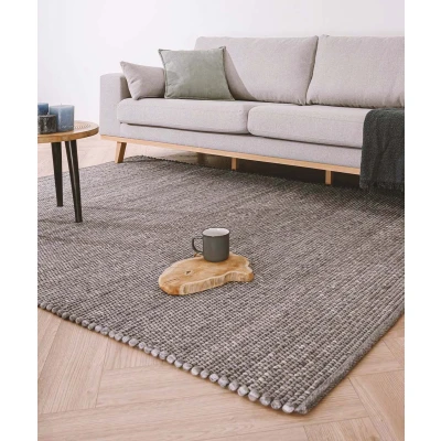 Afbeelding van Wollen Tapijt/Vloerkleed Lett Grijs 160x230 Cm 100% Wol