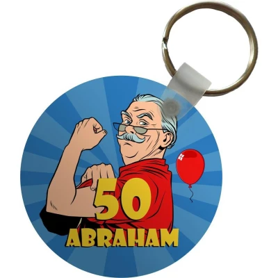 Afbeelding van Sleutelhanger Man 50 jaar versiering Abraham Plastic Rond Uitdeelcadeautjes