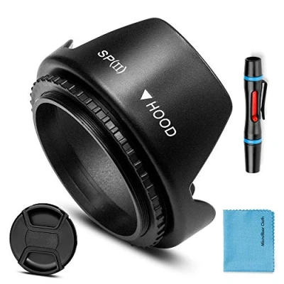 Afbeelding van 55 mm lenskap, Fotover universele zonnekap met tulpenbloem, zonnescherm centrale knijplensdop voor Canon, Nikon, Sony, Pentax, Olympus, Fuji camera