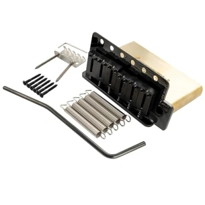 Afbeelding van Musiclily Ultra 52,5mm ST Tremolo Brug 6 Schroeven Bridge met Moderne Messing Zadels 42mm Blok voor Strat stijl Elektrische Gitaar, Zwart