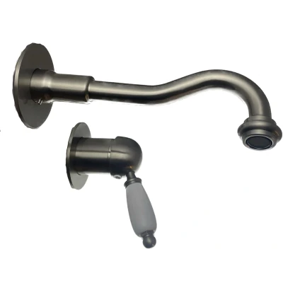Afbeelding van PB nostalgische inbouw wastafelmengkraan Vintage uitloop 21cm RVS
