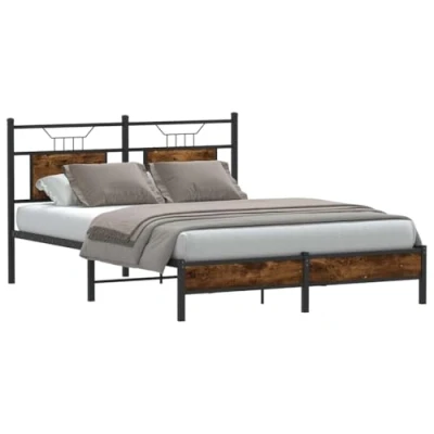 Afbeelding van vidaXL Bedframe bewerkt hout gerookt eikenkleurig 140x200 cm