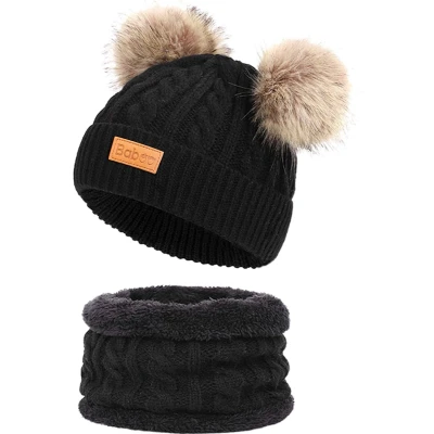 Afbeelding van Baboo Baby Muts &amp; Sjaal Kleding Jongens en Meisjes Winter Kinderkleding Beanie Kind 0 tot 6 Jaar Onesize Zwart
