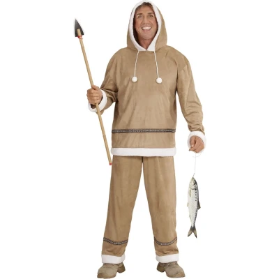 Afbeelding van Widmann Eskimo Kostuum Visser Heer Man Bruin, Wit / Beige XL Carnavalskleding Verkleedkleding