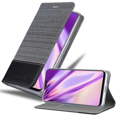 Afbeelding van Cadorabo Hoesje geschikt voor Vivo V9 in GRIJS ZWART Beschermhoes met magnetische sluiting, standfunctie en kaartvakje Book Case Cover Etui