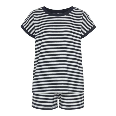 Afbeelding van Lascana Frotee Nachtw sche Set Pyjama, Dames, Maat: 44/46, Dunkelblau
