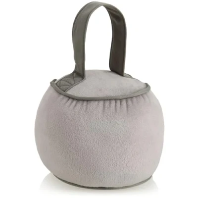 Afbeelding van COM FOUR® deurstopper met handgreep extra zwaar 1,8 kg deurvastzetter versterkte naden functioneel woonaccessoire remblok voor ramen en deuren (Rond taupe)
