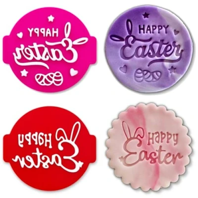 Afbeelding van Happy Easter (Set van 2 Stempels) Embosser Stempel voor Fondant, Icing, Cupcake, Cake, Decoratie