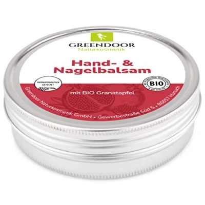 Afbeelding van GREENDOOR handbalsem voor zeer droge huid met biologische granaatappel &amp; avocado olie, 75 ml, natuurlijke cosmetica zonder minerale 4 voudig zuiniger dan handcrème, nagelbalsem