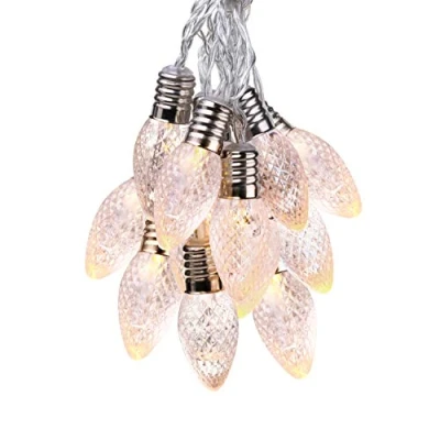 Afbeelding van DecoKing 10 delige LED lichtketting met timer gloeilampen, warm wit, statisch op batterijen werkende slinger, tuindecoratie, kristalcone
