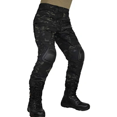 Afbeelding van zuoxiangru Multicam tactiekbroek voor heren Multi pockets Militaire camouflage Outdoor Airsoft Combat jachtbroek met kniebeschermers (Aymch, Tag 34)
