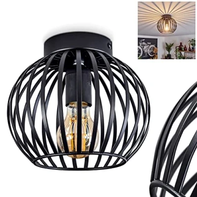 Afbeelding van Oravi plafondlamp moderne metalen in zwart, armatuur modern design met lichteffect, ø20 cm, 1 lamp, x E27, zonder gloeilamp