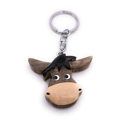 Afbeelding van H Customs Ezel hoofd paard hout edel handgemaakte sleutelhanger hanger